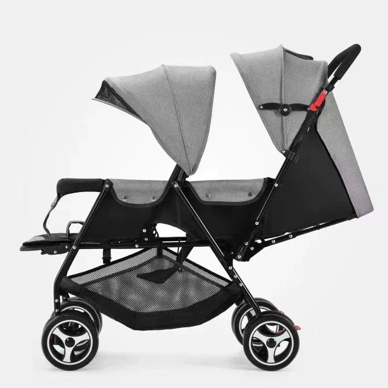 รถเข็นเด็กแฝดพับได้ ปรับเอนนอนได้ ทั้ง 2 ข้าง